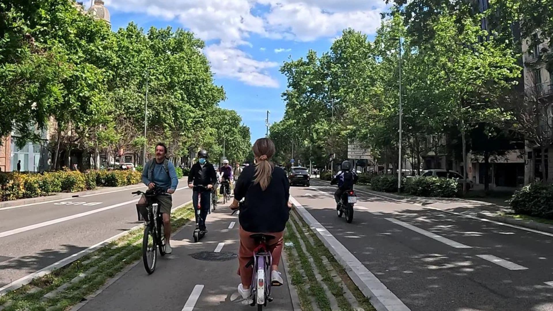 Barcelona bike lane in the city center