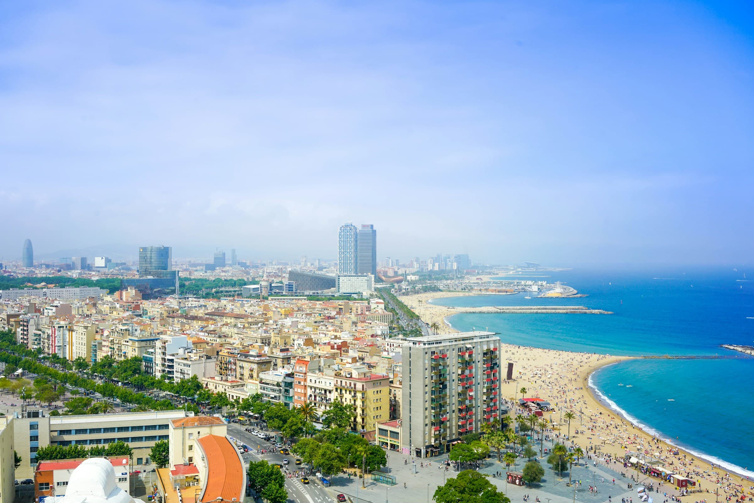 A view of Barcelona's coastline and city